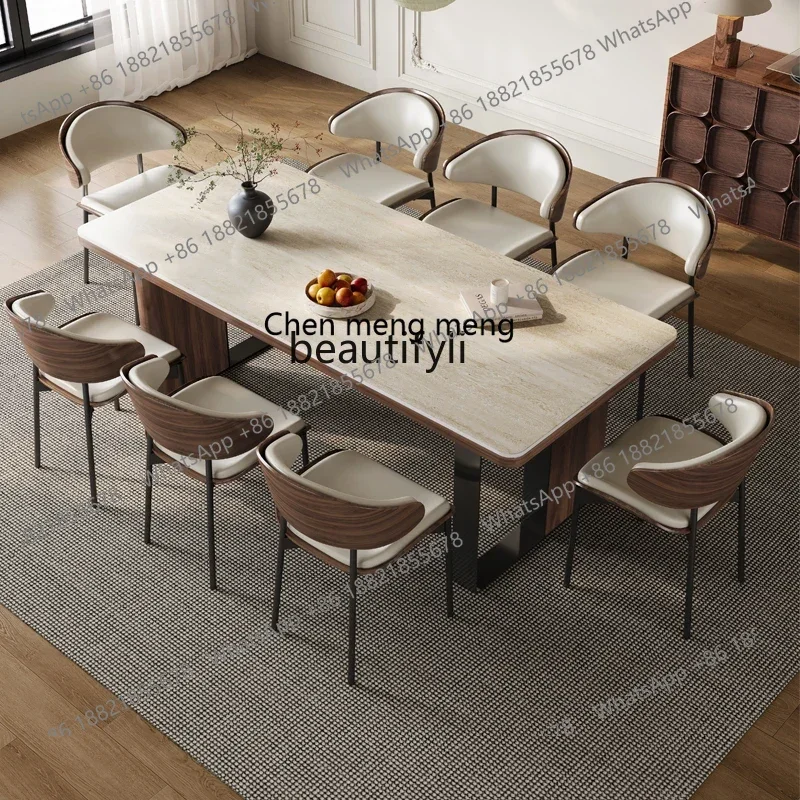 Live Rock - Travertine rock slab dining table living